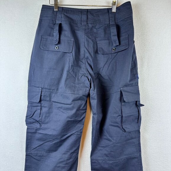 Navy Blue Utility Mens Cargo Pants W/ Zipper Pockets & Adjustable Ankles M - Picture 7 of 9